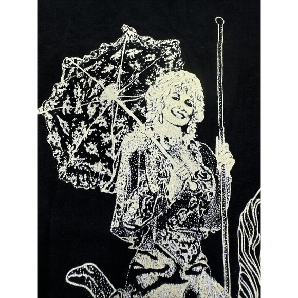 VTG DOLLY PARTON T-SHIRT MADE IN USA DIAMOND DUST VINTAGE MEDIUM Damage Read - Picture 4 of 16